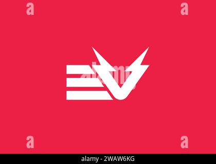 Letter E V Thunder Bolt Vektor-Monogramm-Logo-Designvorlage Stock Vektor