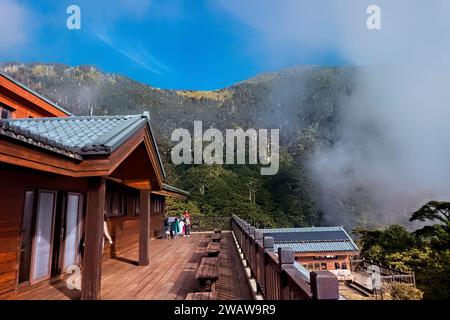 Tianchi Lodge am Nenggao Historical Trail, Nantou, Taiwan Stockfoto
