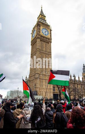 London, Vereinigtes Königreich - 6. Januar 2023: Pro-Palästina-Protest in Zentral-London. Stockfoto