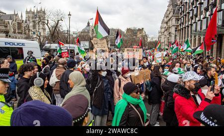 London, Vereinigtes Königreich - 6. Januar 2023: Pro-Palästina-Protest in Zentral-London. Stockfoto