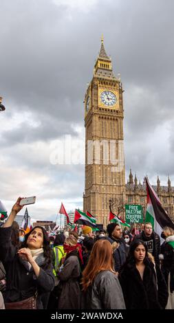 London, Vereinigtes Königreich - 6. Januar 2023: Pro-Palästina-Protest in Zentral-London. Stockfoto