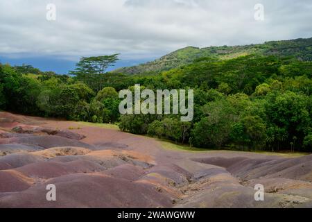 Sieben Colour Earths oder Terres des Sept Couleurs Geopark in Chamarel, Mauritius Stockfoto
