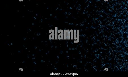 BINARY Bit 0 1 Sparkle Hack Design Konzept mit schwarzem Hintergrund Stockfoto