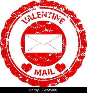 Valentinstag Poststempel-Symbol, Druckstruktur. Vektor des valentinsliebe-Symbols, Ikonenstempel Gummipost Illustration Stock Vektor