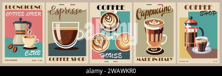 Kaffee-Poster-Design im Retro-Stil Vektor. Stock Vektor