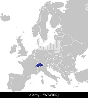 Lageplan der SCHWEIZERISCHEN EIDGENOSSENSCHAFT, EUROPA Stock Vektor