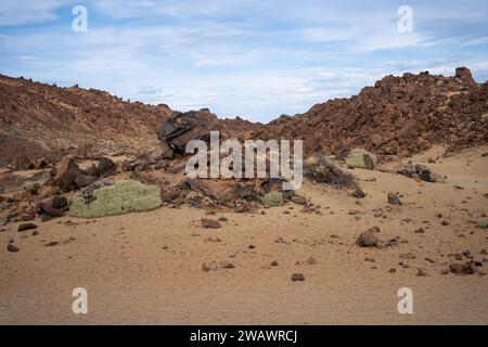 Minas de San Jose Wüstenlandschaft und Felsformationen im Teide Nationalpark Teneriffa, Spanien Stockfoto