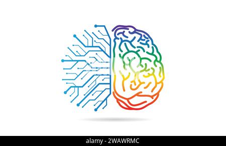 Abstraktes Konzept der Hirnfunktionen links und rechts. EPS. Vektordesign. Stock Vektor