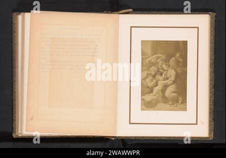 Fotoproduktion von einem Druck zu einem Gemälde, das die Heilige Familie repräsentiert, E. Hufnagel, nach Anonym, nach Rafaël, 1855–1860 fotografischer Trägeralbumendruck Heilige Familie und abgeleitete Darstellungen Stockfoto