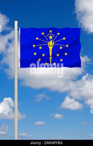 Die Flagge von Indiana, USA, Studio Stockfoto