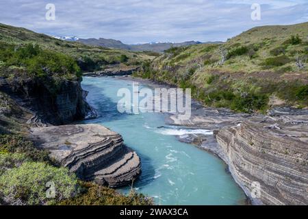 Rio Paine Kaskade im Torres del Paine Nationalpark, Chile Stockfoto