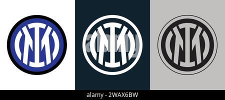 Inter Mailand Farbe Schwarz und weiß 3 Stil Logo italienischer professioneller Fußballverein, Vektor-Illustration abstraktes Bild Stock Vektor