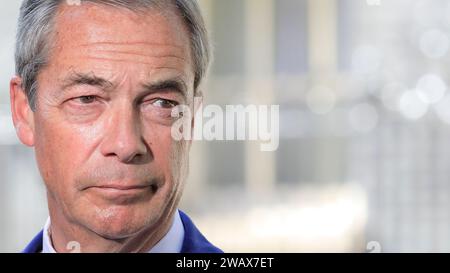 Nigel Farage, Sender, ehemaliger Vorsitzender der UK Independence Party, UKIP, und der Brexit-Partei, ehemaliger britischer Politiker Stockfoto