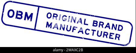 Grunge blau OBM Original Marke Hersteller Wort quadratischer Gummisiegelstempel auf weißem Hintergrund Stock Vektor