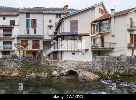 Die Kurstadt Ax-les-Thermes in Ariège, Frankreich Stockfoto