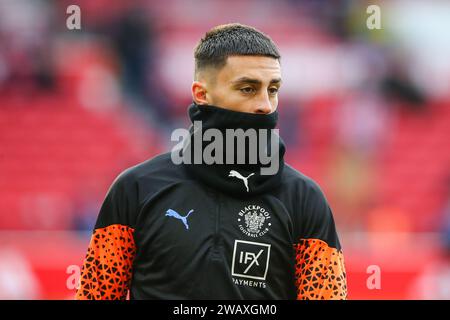 Owen Dale of Blackpool während des Vorspiels vor dem Emirates FA Cup Third Round Match Nottingham Forest vs Blackpool at City Ground, Nottingham, Vereinigtes Königreich, 7. Januar 2024 (Foto: Gareth Evans/News Images) in, am 2024. (Foto: Gareth Evans/News Images/SIPA USA) Credit: SIPA USA/Alamy Live News Stockfoto