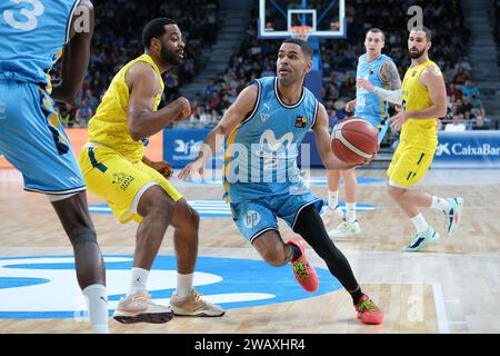 Spieler von Movistar Estudiantes im Spiel leb Oro zwischen Movistar Estudiantes und Club Ourense im Wizink Center. Madrid Januar Stockfoto