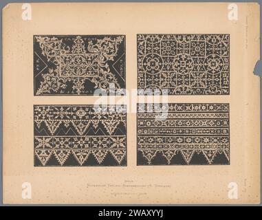 Vier Muster für Spitze von Cesare Vecellio, um 1875 - um 1900 Foto Europepublisher: Berlinprinter: Europe Paper. Drucktinte Kollotypie Lace Europe Stockfoto