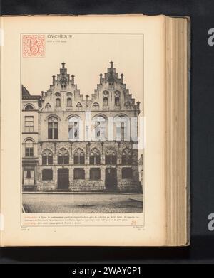 Fassade des Vleeshuis in Ypern, Anonym, nach Christoffel Plantijn, ca. 1875 - in oder vor 1880 fotomechanischer Druck IeperAntwerpnach Entwurf: Antwerpener Papierkollotypen / Photolithographie-Metzger, Schlachter Yolder Stockfoto