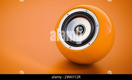 Allgemeiner intelligenter Lautsprecher, der auf rotem Hintergrund steht. 3D-Illustration. Stockfoto