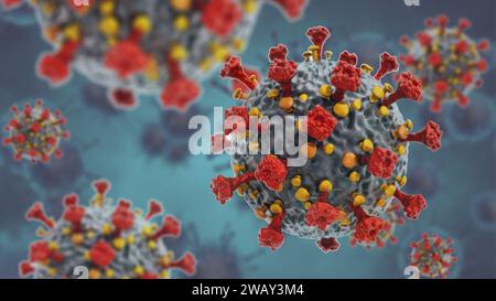 Generisches Virus auf weißem Hintergrund isoliert. 3D-Illustration. Stockfoto