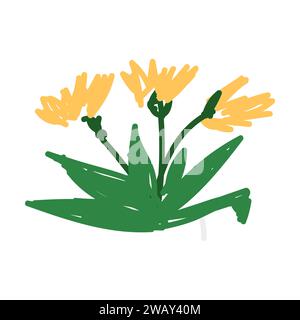Gelbe Blume Gänseblümchen im Zeichentrickstil. Vektordarstellung isoliert. Stock Vektor