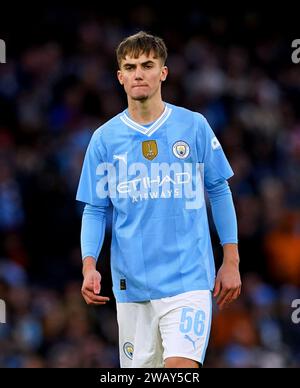 Jacob Wright von Manchester City während des Spiels der dritten Runde des Emirates FA Cup im Etihad Stadium in Manchester. Bilddatum: Sonntag, 7. Januar 2024. Stockfoto