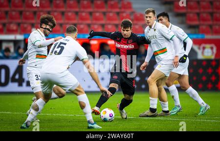 Leverkusen, Deutschland. Januar 2024. Adam Hlozek (Leverkusen) Bayer Leverkusen - FC Venedig 07.01.2024 Copyright (nur für journalistische Zwecke) by Stockfoto