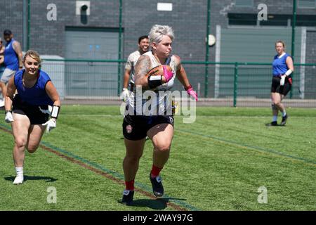 Kornelija Gintalaité Cheltenham Neptunes Flaggenfußball Stockfoto