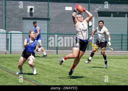 Kornelija Gintalaité Cheltenham Neptunes Flaggenfußball Stockfoto