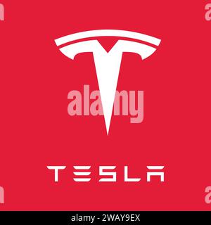 Tesla Logo Vektor | amerikanisches Autohersteller, Tesla Auto Emblem Stock Vektor