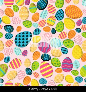 Nahtloses Ostermuster, Farbenfrohes Ostermuster, Verziertes Nahtloses Eiermuster Stock Vektor