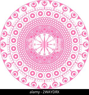 Schönes rundes Muster und rosafarbenes kreisförmiges Mandala-Design für Textildrucke, Malbücher, Tapeten, Spitze, Hintergründe, usw. Stock Vektor