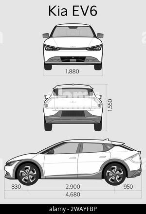 Kia EV6 Auto-Blueprint Stock Vektor