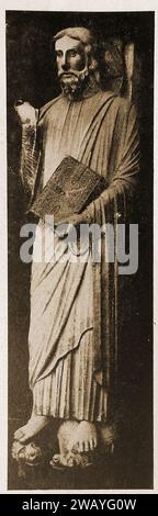 Kathedrale von Chartres, Frankreich im Jahre 1947 - Eine Skulptur von Jesus Emmanuel. (Oder Christ Immanuel) -Cathédrale de Chartres, Frankreich en 1947 - Une sculpture de Jésus Emmanuel. (Ou le Christ Emmanuel) - Stockfoto