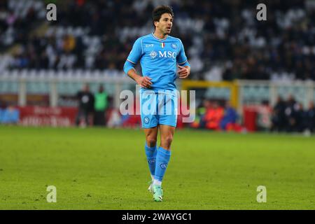 Giovanni Simeone vom SSC Napoli während des Spiels der Serie A zwischen dem FC Turin und dem SSC Napoli am 7. Januar 2024 im Olympischen Stadion Grande Torino in Turi Stockfoto