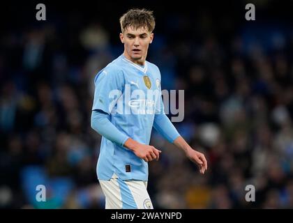 MANCHESTER, GROSSBRITANNIEN. Januar 2024. Jacob Wright von Manchester City während des FA Cup Spiels im Etihad Stadium, MANCHESTER. Der Bildnachweis sollte lauten: Andrew Yates/Sportimage Credit: Sportimage Ltd/Alamy Live News Stockfoto