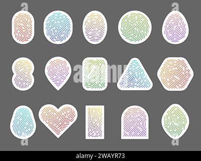 Fingerabdrücke. Sicherheit Online-ID-Scan Fingerabdrücke biometrischer Schutz aktuelle Vektorstilisierte lineare Illustrationen Stock Vektor