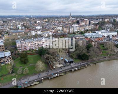 Luftaufnahme eines Wohngebietes von Richmond upon Thames, London, Großbritannien. Stockfoto