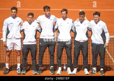 Argentinien Tennis Nationalmannschaft: Guillermo Coria (Mannschaftskapitän): Cerundolo, Baez, Etcheverry, Molteni, Gonzalez. Davis Cup 2023. Stockfoto