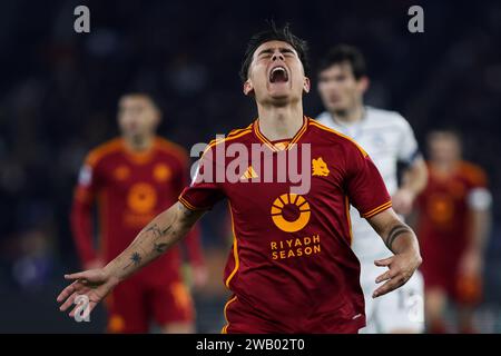 Rom, Italie. Januar 2024. Paulo Dybala von Roma reagiert während des italienischen Meisterschaftsspiels Serie A zwischen AS Roma und Atalanta BC am 7. Januar 2024 im Stadio Olimpico in Rom, Italien - Foto Federico Proietti/DPPI Credit: DPPI Media/Alamy Live News Stockfoto