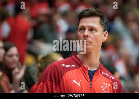 Odense, Dänemark. Januar 2024. Hans Lindberg aus Dänemark war 2024 beim Spiel der Norlys Golden League zwischen Dänemark und den Niederlanden in der Royal Arena in Odense zu sehen. (Foto: Gonzales Photo/Alamy Live News Stockfoto