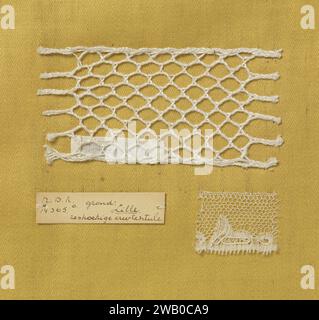 Stahlspule mit grobem Draht als Beispiel für ein Tulerland (Gitter), anonym, ca. 1900 - ca. 1930 Probe Stahlspulenseite mit grobem Draht als Beispiel eines Tulisten mit Bruchseite, in dem diese Technik verwendet wird. Das Datum betrifft den Stahl. Amsterdamer Spulenspitze aus Baumwolle (Textil) Stockfoto