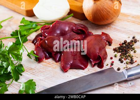 Rohe Kaninchenleber Stockfoto