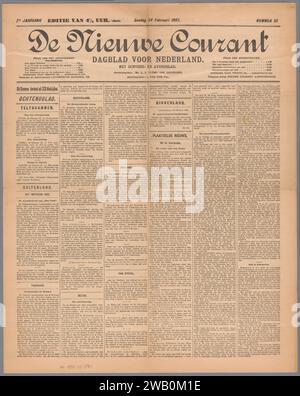 The New Current; Dagblad van Nederland, de Nieuwe Dag, Zeitung 1907, nein 55 des 7. Bandes von "The New Courant" 4 PP (von 6). Die Haager Papierdruckerei Niederlande Stockfoto