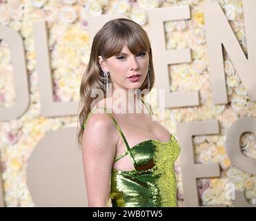 Beverly Hills, Usa. Januar 2024. Taylor Swift für die 81. Jährlichen Golden Globe Awards im Beverly Hilton in Beverly Hills, Kalifornien am Sonntag, 7. Januar 2024. Foto: Chris Chew/UPI Credit: UPI/Alamy Live News Stockfoto