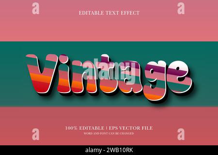 Editierbarer Vintage-Texteffekt mit 3D-Vektor-Design Stock Vektor