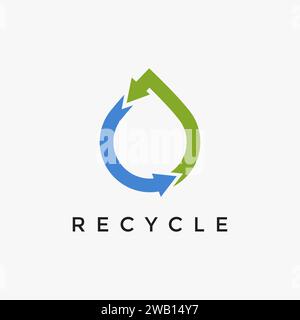 Einfaches Tröpfchenwasser recyceln Logo Symbol Vektorvorlage auf weißem Hintergrund Stock Vektor