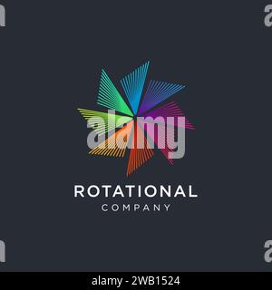 Moderne abstrakte 360-Grad-Rotationslogo-Symbol-Vektorvorlage auf dunklem Hintergrund Stock Vektor