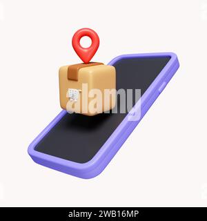 3D-Symbole in Bezug auf Expresszustellungsprozess, Lieferung nach Hause, kontaktlos und Bestellung Abholung am Abholort online. Symbol isoliert auf weißem Hintergrund. 3D Stockfoto